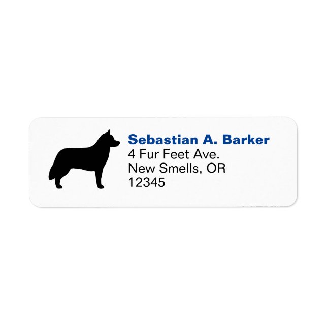 Siberian Husky Dog Breed Silhouette Return Address Label (Front)