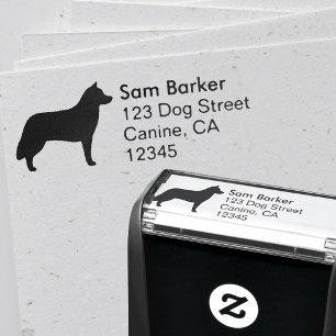 Siberian Husky Dog Breed Silhouette Return Address Self-inking Stamp