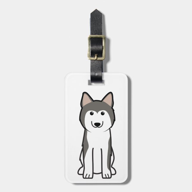 Siberian Husky Dog Cartoon Luggage Tag (Front Vertical)
