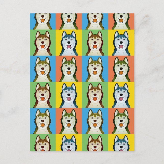 Siberian Husky Dog Cartoon Pop-Art Postcard (Front)