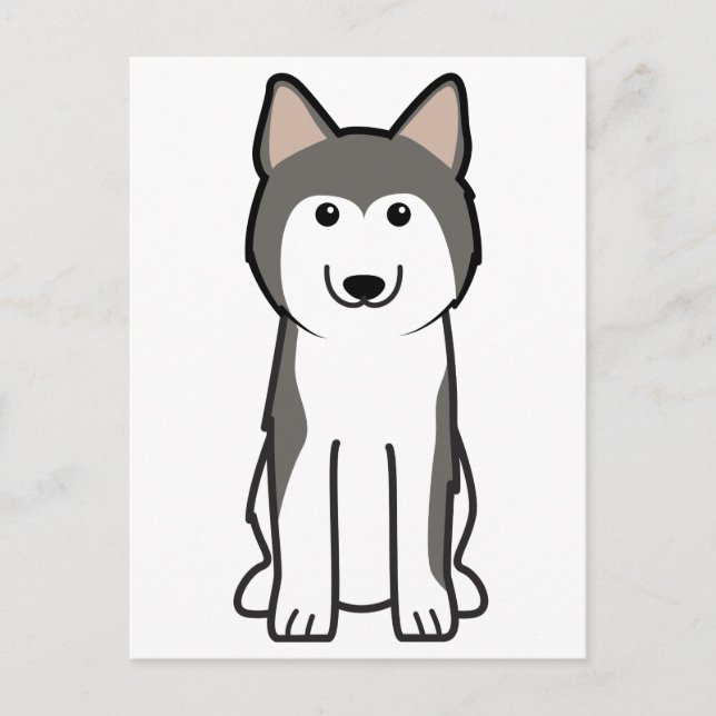 Siberian Husky Dog Cartoon Postcard (Front)