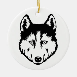 Siberian Husky Dog Ceramic Ornament