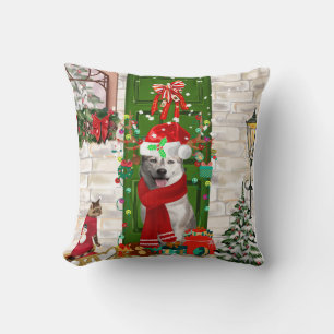 Siberian Husky Dog Christmas Cushion