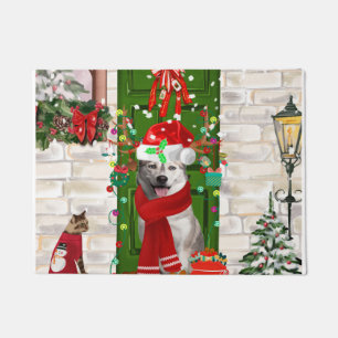 Siberian Husky Dog Christmas  Doormat