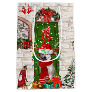 Siberian Husky Dog Christmas  Medium Gift Bag