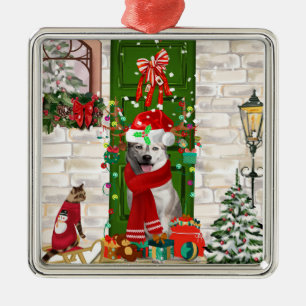 Siberian Husky Dog Christmas  Metal Ornament
