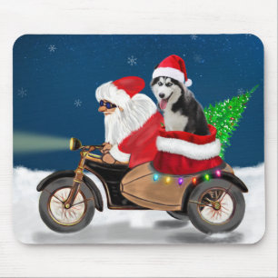 Siberian Husky Dog Christmas Santa Claus Mouse Pad
