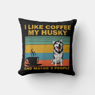 Siberian Husky Dog   Coffee Lovers Quote Gift Cushion