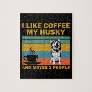 Siberian Husky Dog   Coffee Lovers Quote Gift Jigsaw Puzzle