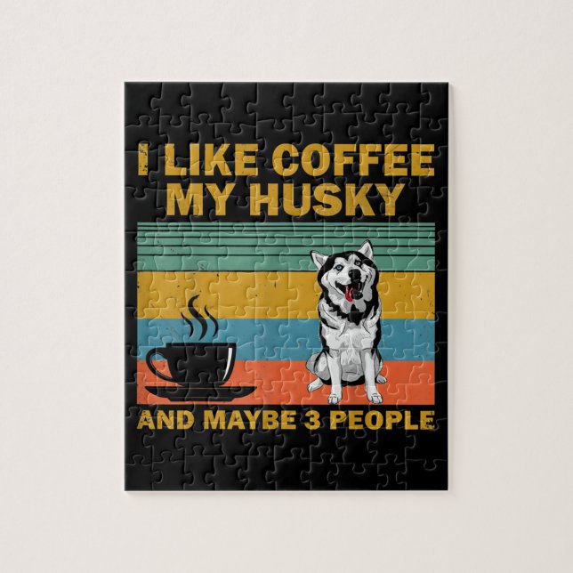 Siberian Husky Dog | Coffee Lovers Quote Gift Jigsaw Puzzle (Vertical)