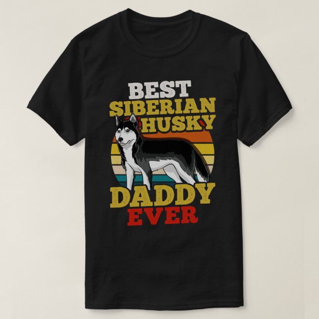 Siberian Husky Dog Dad Fathers Day Retro T-Shirt (Design Front)