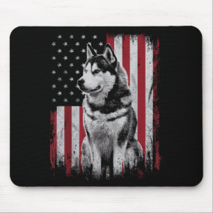 Siberian Husky Dog Dad Mum America 4th of July Mouse Pad