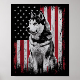 Siberian Husky Dog Dad Mum America 4th of July Poster