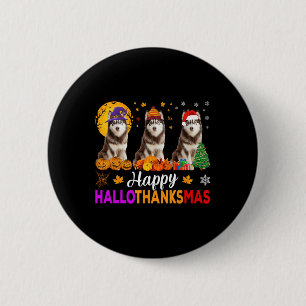 Siberian Husky Dog Halloween Christmas Hallothanks 6 Cm Round Badge