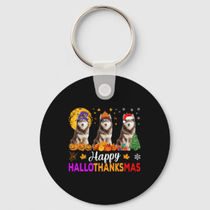 Siberian Husky Dog Halloween Christmas Hallothanks Key Ring