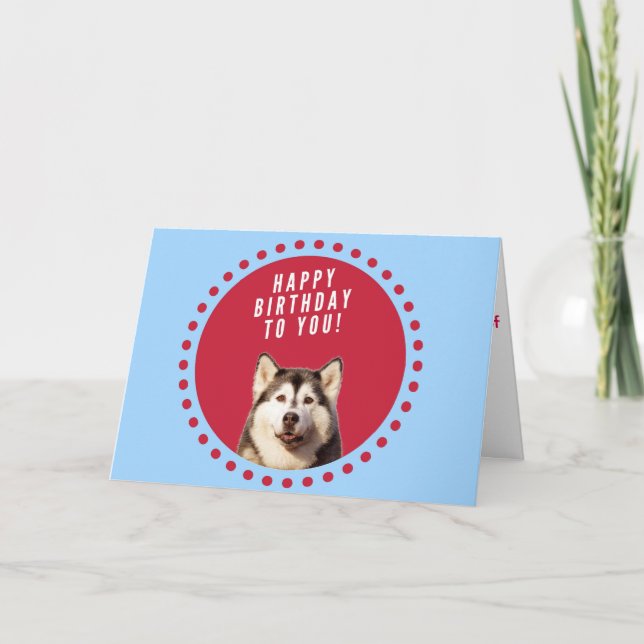 Siberian Husky Dog Happy Birthday Greeting Card (Front)