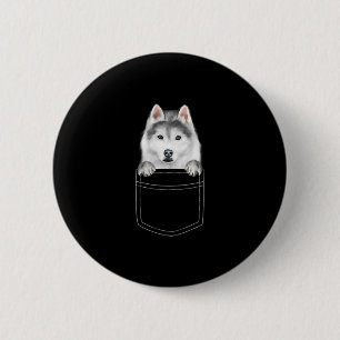 Siberian Husky Dog In Pocket Funny Dog Lover Gift 6 Cm Round Badge