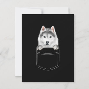 Siberian Husky Dog In Pocket Funny Dog Lover Gift Invitation