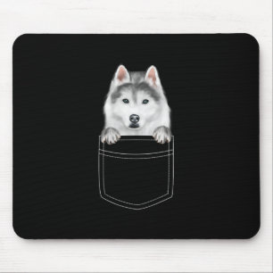 Siberian Husky Dog In Pocket Funny Dog Lover Gift Mouse Pad