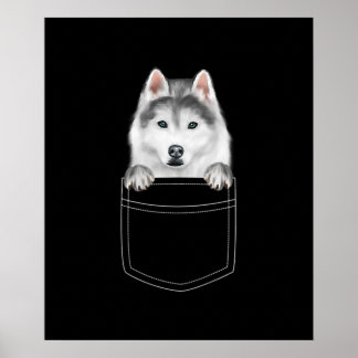 Siberian Husky Dog In Pocket |Funny Dog Lover Gift Poster