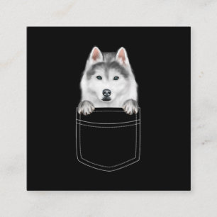 Siberian Husky Dog In Pocket Funny Dog Lover Gift Square Business Card