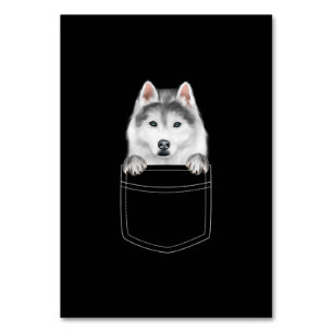Siberian Husky Dog In Pocket Funny Dog Lover Gift Table Number
