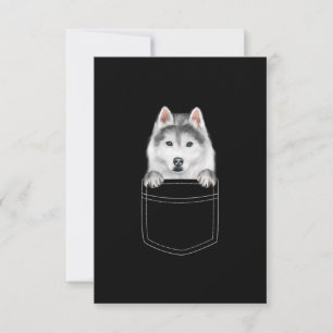 Siberian Husky Dog In Pocket Funny Dog Lover Gift Thank You Card