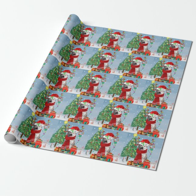 Siberian Husky Dog in Snow Christmas  Wrapping Paper (Unrolled)