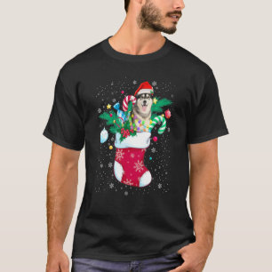 Siberian Husky Dog In Sock Funny Christmas Pajama T-Shirt