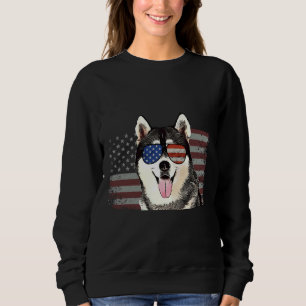 Siberian Husky Dog July 4th Retro Usa American Fla Sweatshirt