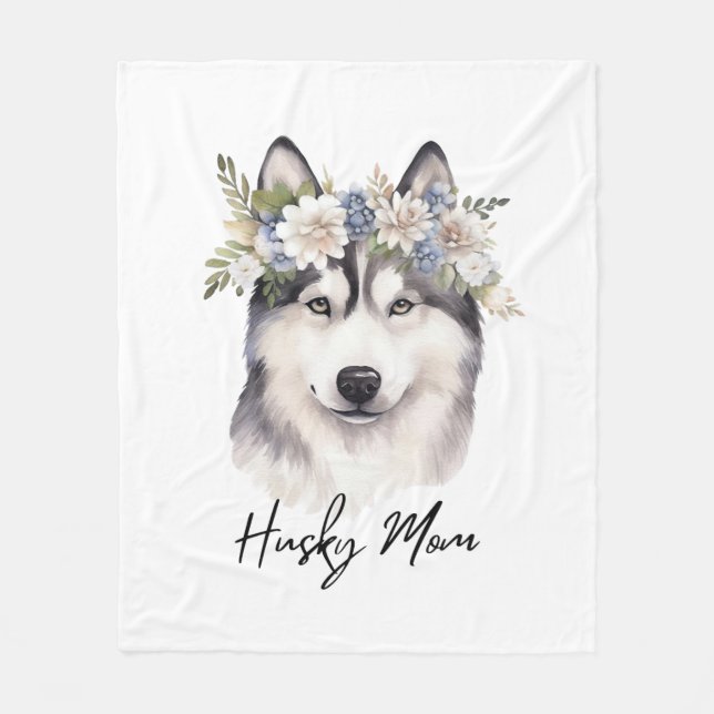 Siberian Husky Dog Lover Fleece Blanket (Front)