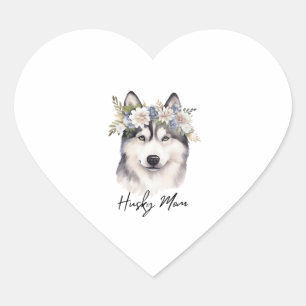 Siberian Husky Dog Lover Heart Sticker