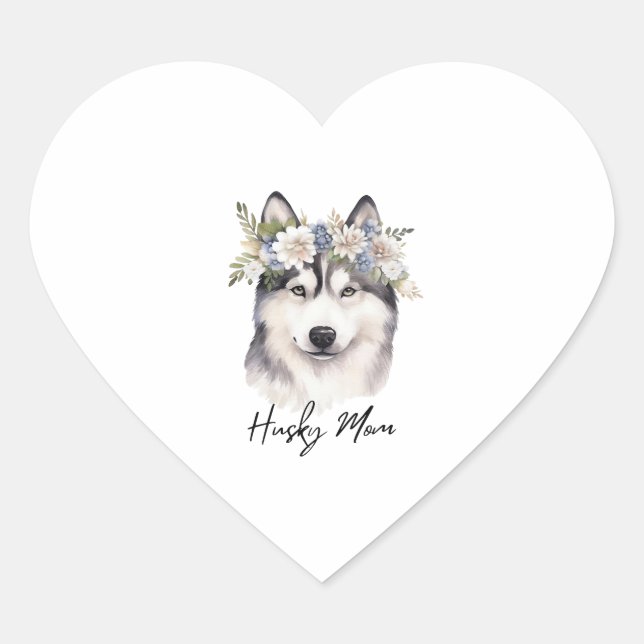 Siberian Husky Dog Lover Heart Sticker (Front)