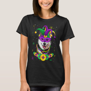 Siberian Husky Dog Lover Mardi Gras Carnival Mask  T-Shirt