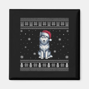 Siberian Husky Dog Lovers Men Women Santa Ugly Xma Magnet