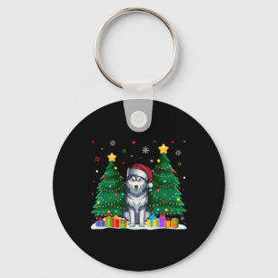Siberian Husky Dog Lovers Santa Hat Ugly Christmas Key Ring