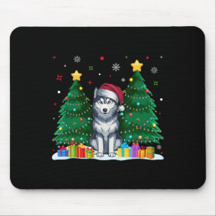 Siberian Husky Dog Lovers Santa Hat Ugly Christmas Mouse Pad
