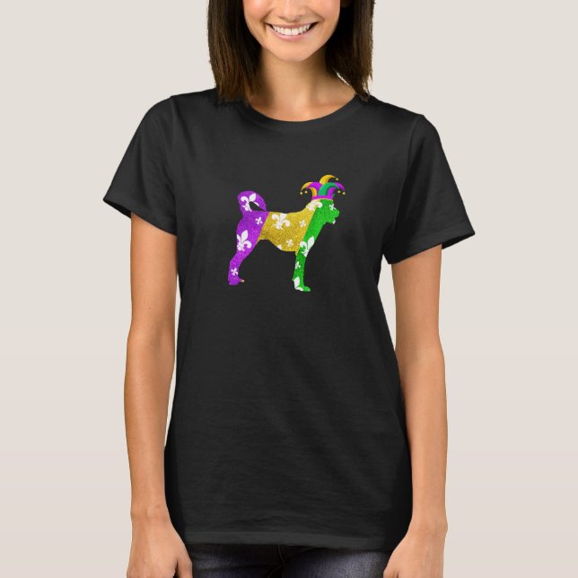 Siberian Husky Dog Mardi Gras Carnivals Funny Pupp T-Shirt (Front)