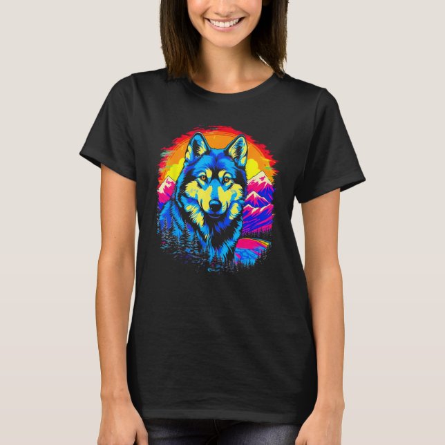 Siberian Husky Dog Mountains T-Shirt (Front)