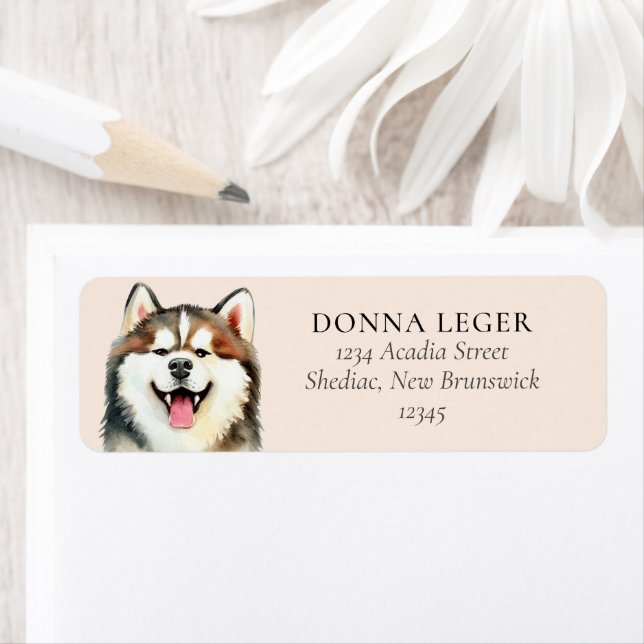 Siberian Husky Dog Personalised Address Return Address Label (Insitu)