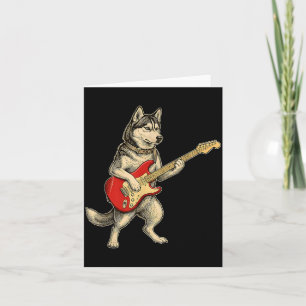 Siberian Husky Dog Playing Electric Guitar Rocker Card