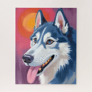 Siberian Husky Dog Portrait Painting Jigsaw Puzzle