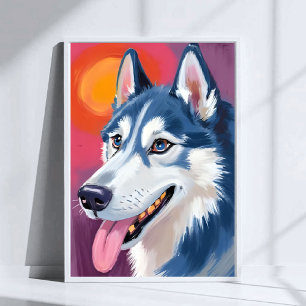 Siberian Husky   Dog Portrait Painting Watercolor Poster