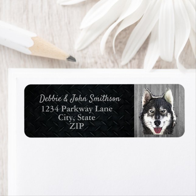 Siberian Husky Dog Return Address Animal Cute Label (Insitu)