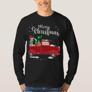 Siberian Husky Dog Riding Red Truck Christmas Xmas T-Shirt