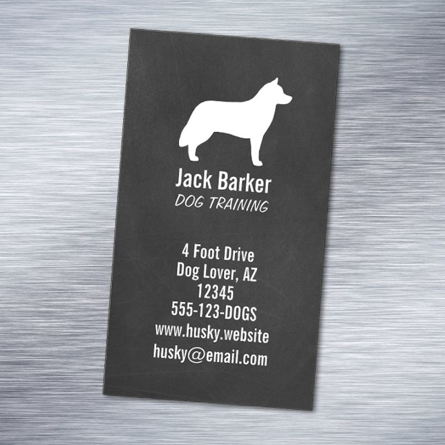Siberian Husky Dog Silhouette Chalkboard Style Magnetic Business Card (Creator Uploaded)