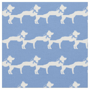Siberian Husky Dog Silhouette Pet Light Blue Fabric