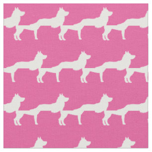 Siberian Husky Dog Silhouette Pet Pink Fabric