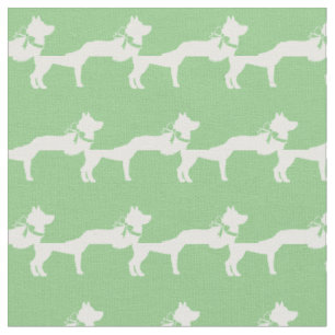 Siberian Husky Dog Silhouette Pet Sage Green Fabric