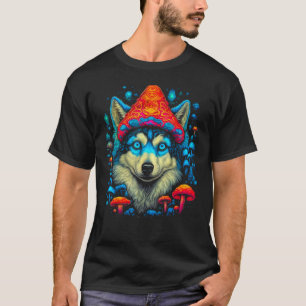 Siberian Husky Dog Spirit Mushroom T-Shirt